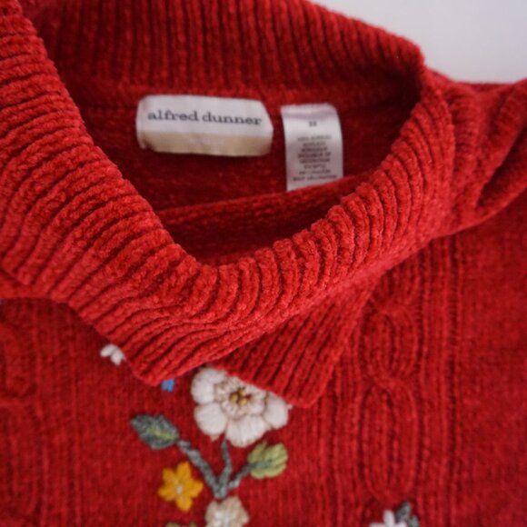 Vintage Alfred Dunner Red Floral Embroidered Chenille Sweater Grandmacore 3X NWT - Picture 9 of 9